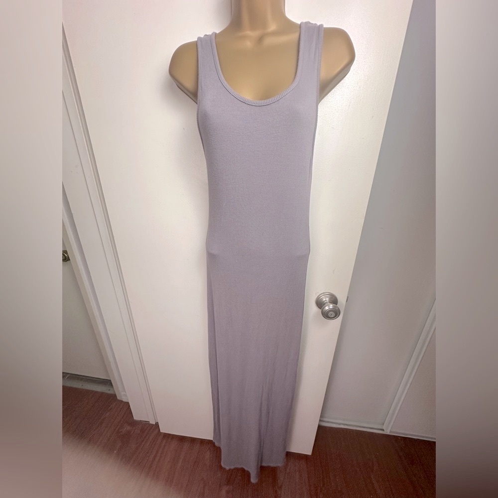 Sozy Brownish/Tan Ribbed Rayon Ultra Soft Scoop Neck Sleeveless Long Dress M